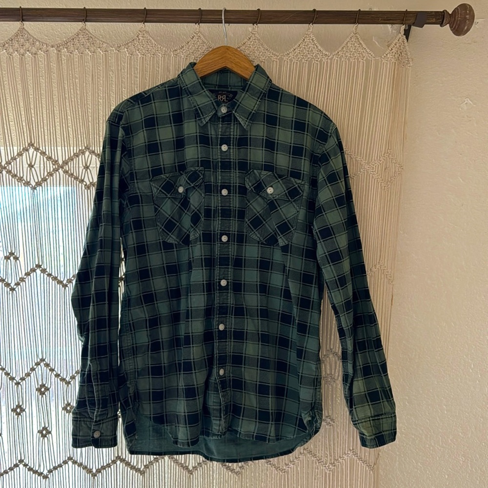 RRL by Ralph Lauren Longsleeve Cotton/Chamois Hercules Workshirt - Green/Black
